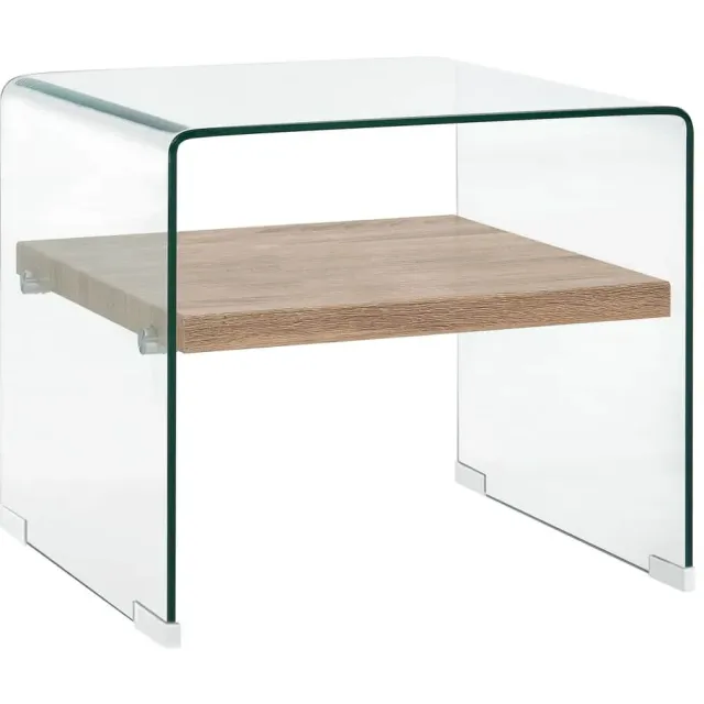 vidaXL Salontafel 50x50x45 cm gehard glas transparant transparent, foto 2