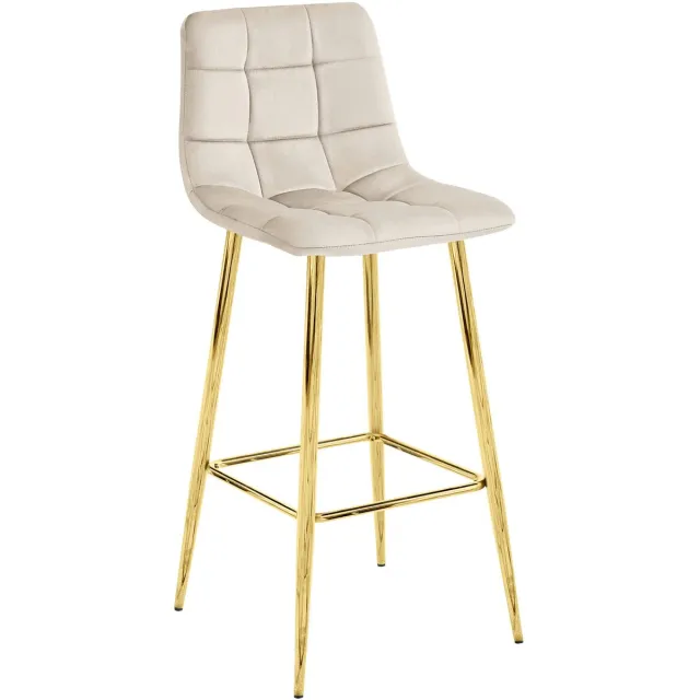 LEOBERT ARCETO kruk - beige fluweel / GOUDEN poten x 3