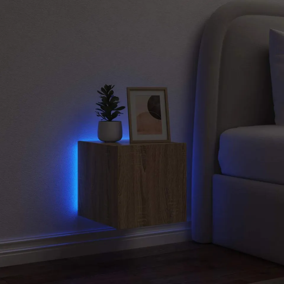 vidaXL Tv-wandmeubel met LED-verlichting 30,5x35x30 cm sonoma eiken, foto 3