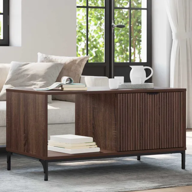 vidaXL Salontafel Bruin Eiken 90 x 49 x 46 cm Bewerkt hout, foto 2