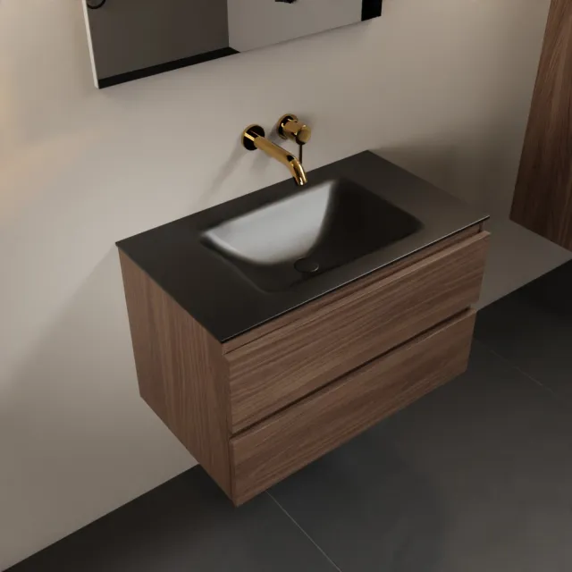 Mondiaz AIVY 80cm badmeubel Mocha, wastafel Urban solid surface midden zonder kraangat (AI-351171URBAN-NO - AI-M80MOMI)