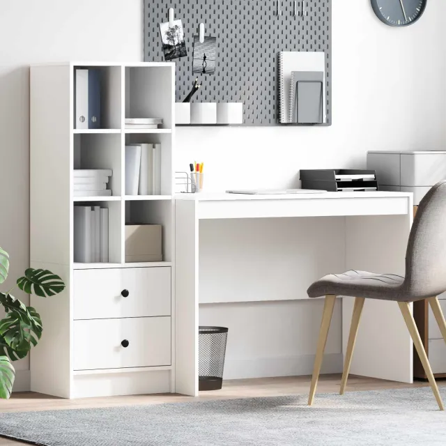 vidaXL Bureau Wit 145.5 x 50 x 127 cm 2 st, foto 2