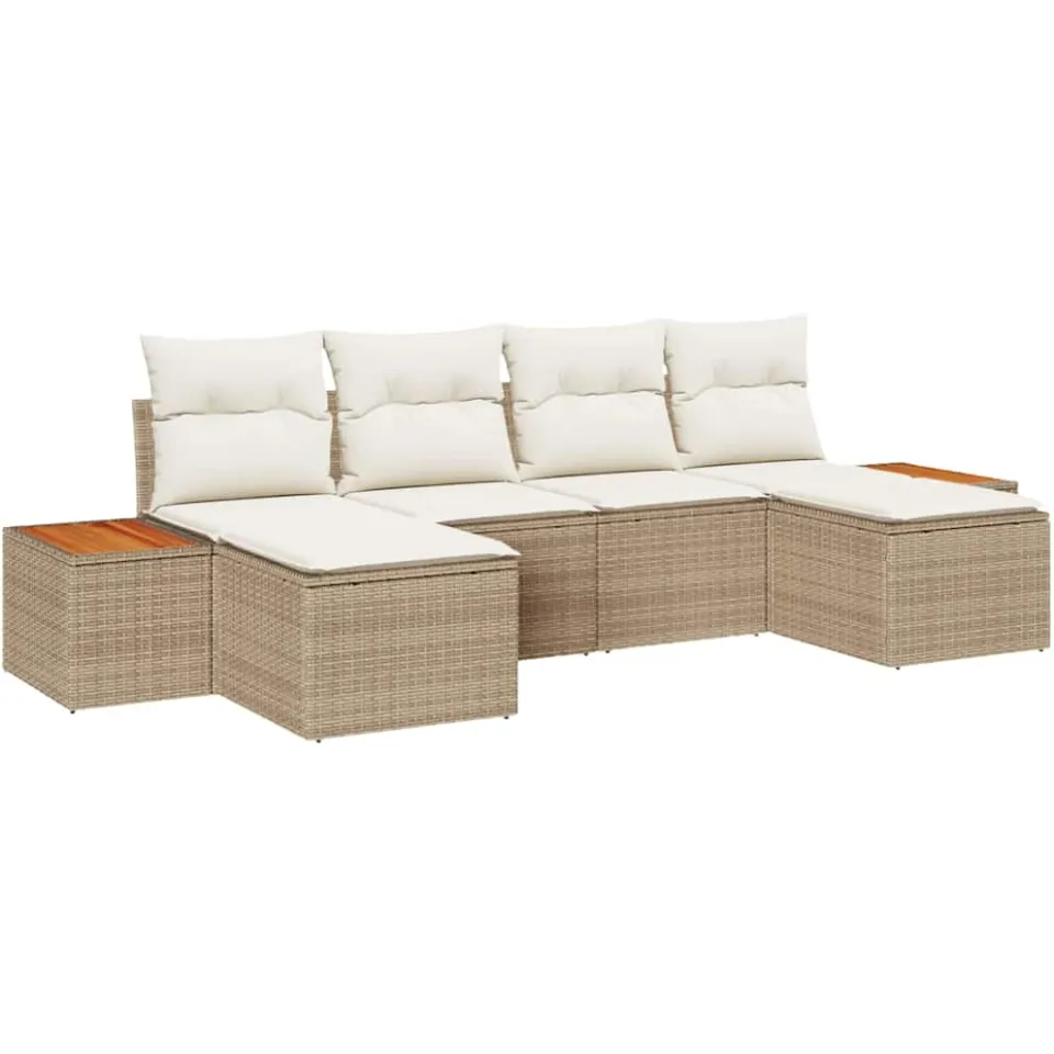 vidaXL Tuin Sofa Set 6 st Beige poly rattan