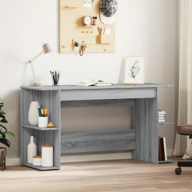 vidaXL Bureau 140x50x75 cm bewerkt hout grijs sonoma eikenkleurig, foto 2