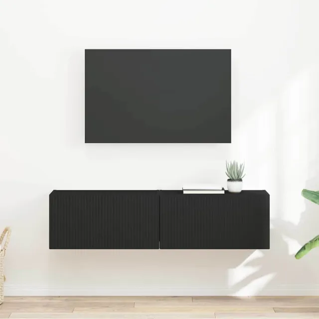 vidaXL TV Wandkast 2 st Zwart Bewerkt hout, foto 2