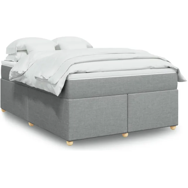 vidaXL Boxspring met matras stof lichtgrijs 160x200 cm grijs