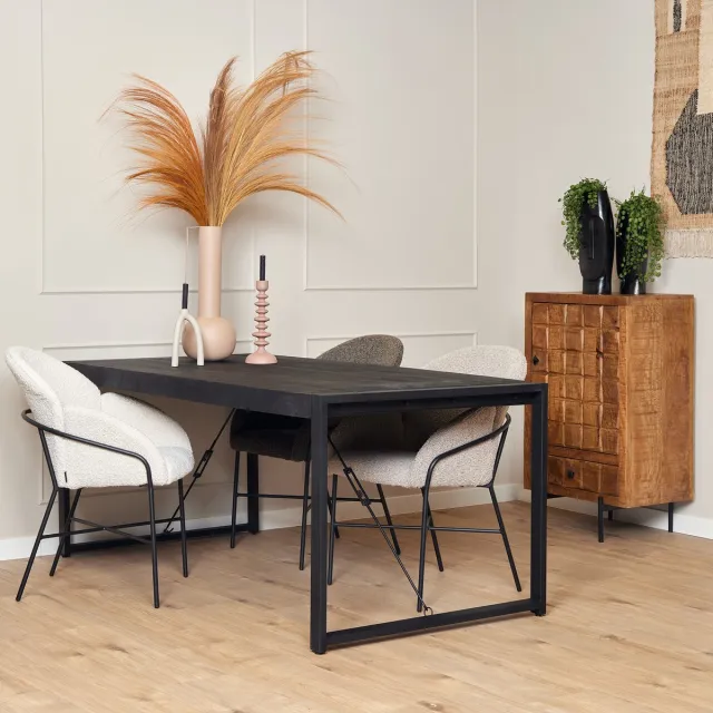 Starfurn Eettafel Boaz - Rechthoek Zwart Hout - 180x90x76cm