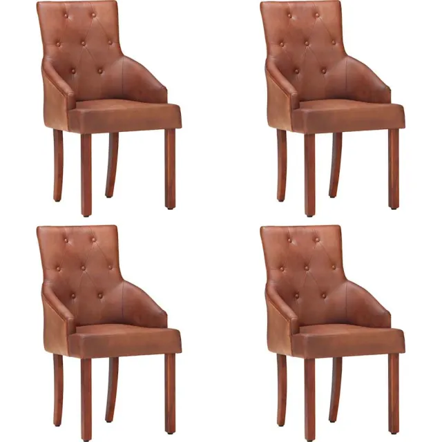 vidaXL Eetkamerstoelen 4 st echt geitenleer bruin