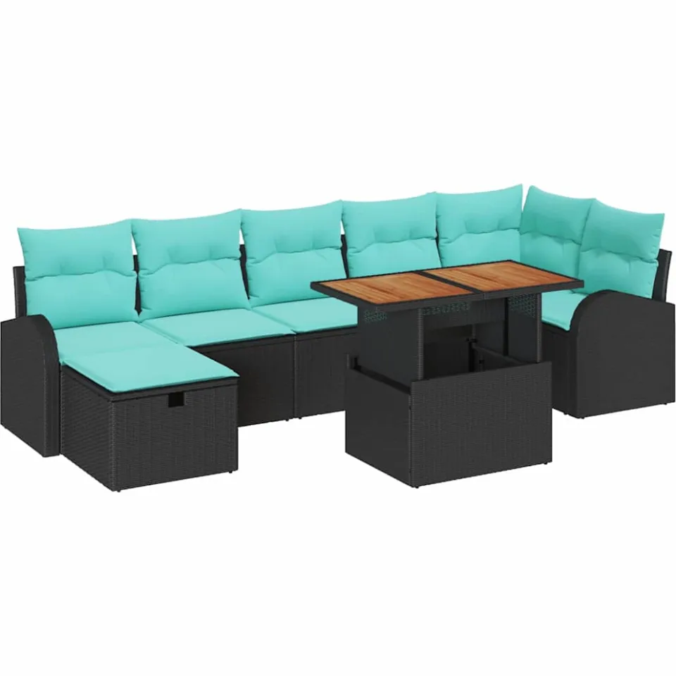 vidaXL Tuin Sofa Set 8 st Zwart poly rattan