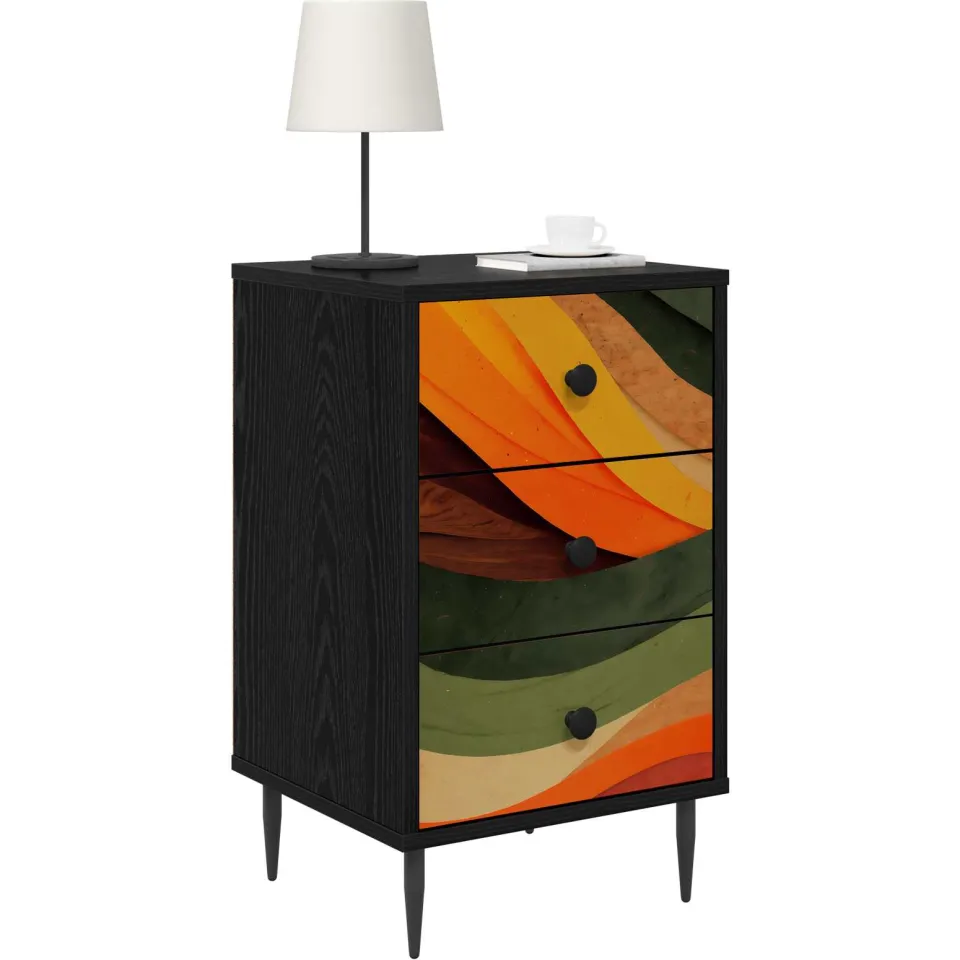 vidaXL Nachtkastje BONN Zwart eiken 36 x 33 x 61 cm Bewerkt hout