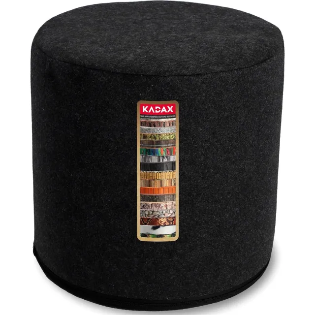 KADAX Zitpoef, Poef, ronde poef, Ø 40.5x41 cm - Moderne poef met wasbare overtrek, zitzak, vloerkussen, decoratieve kruk, voetenbank, zitkussen, stoffen kruk - Zwart