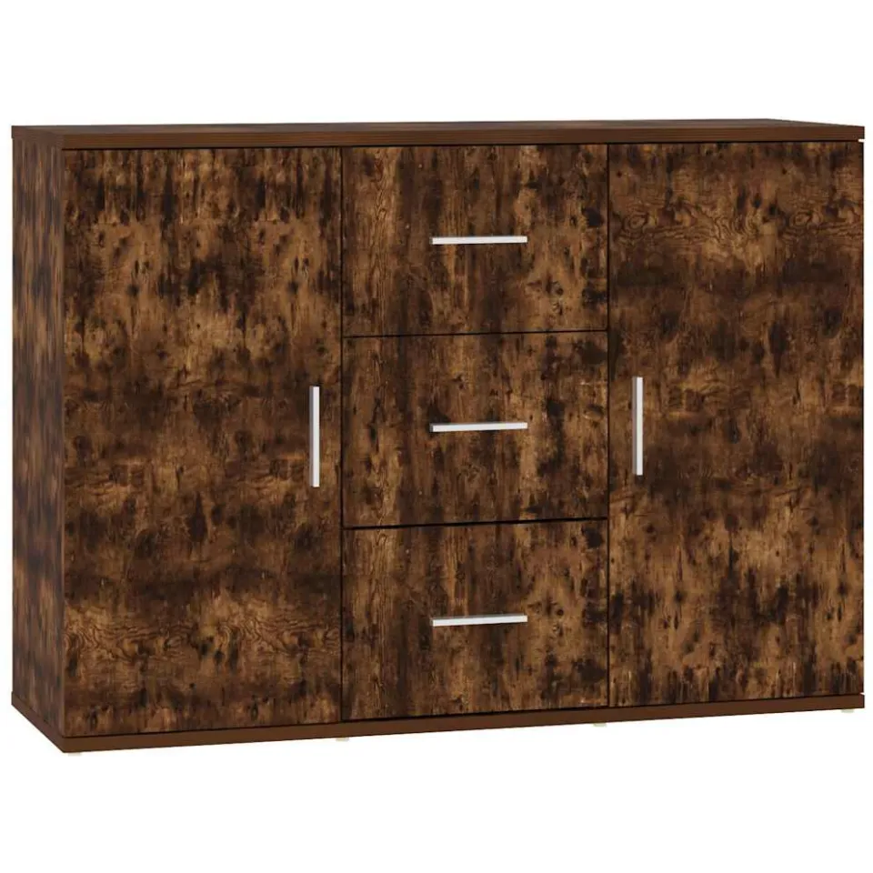 vidaXL Dressoir 91x29,5x65 cm bewerkt hout gerookt eikenkleurig Bruin