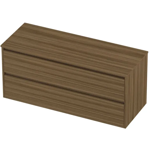 Proline Deck Badmeubelset Greeploos Symmetrisch Kader 2 Laden 120x46x54 cm Caramel Walnut Houtlook