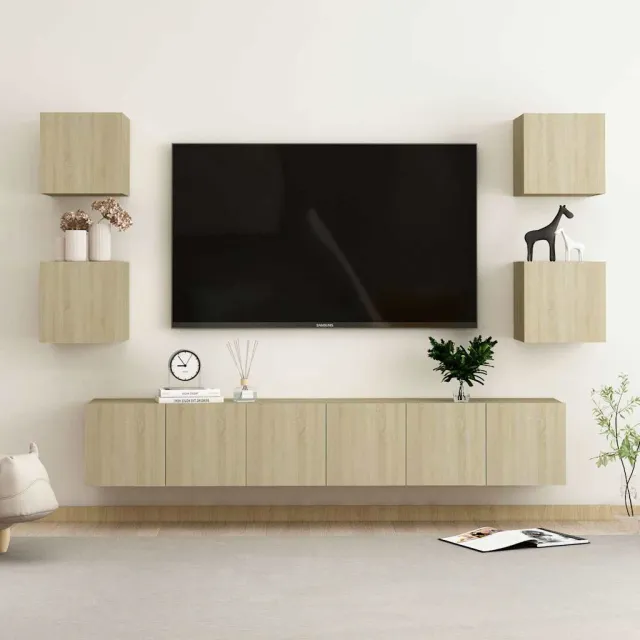 vidaXL 7-delige Tv-meubelset bewerkt hout sonoma eikenkleurig, foto 2