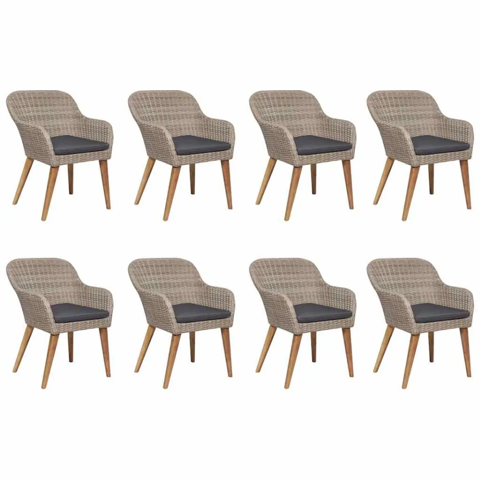 vidaXL 9-delige Tuinset poly rattan bruin