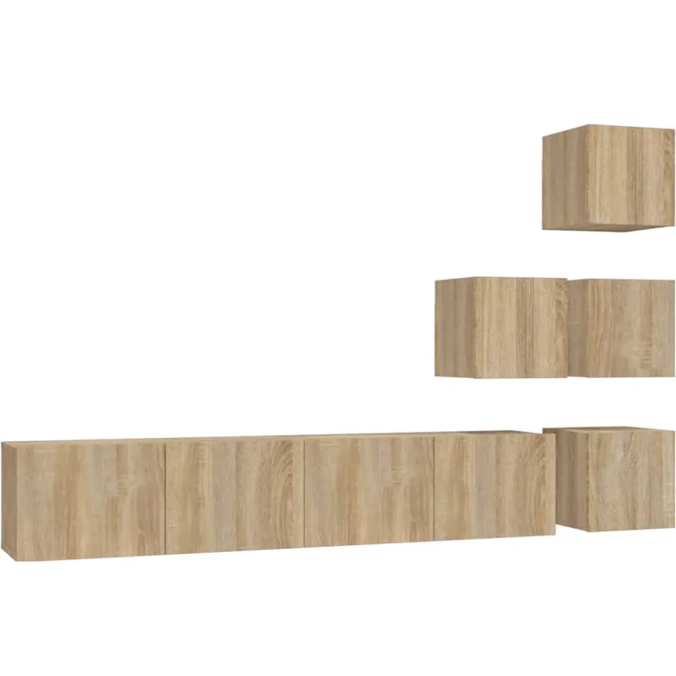 vidaXL Tv-wandmeubel bewerkt hout sonoma eikenkleurig Bruin