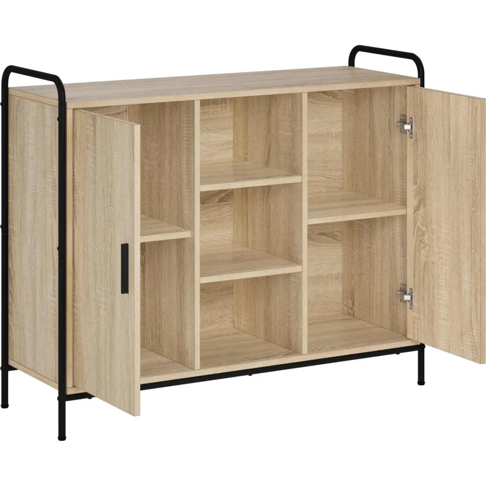 vidaXL Dressoir Sonoma Eiken 97 x 33 x 81 cm Bewerkt hout Bruin