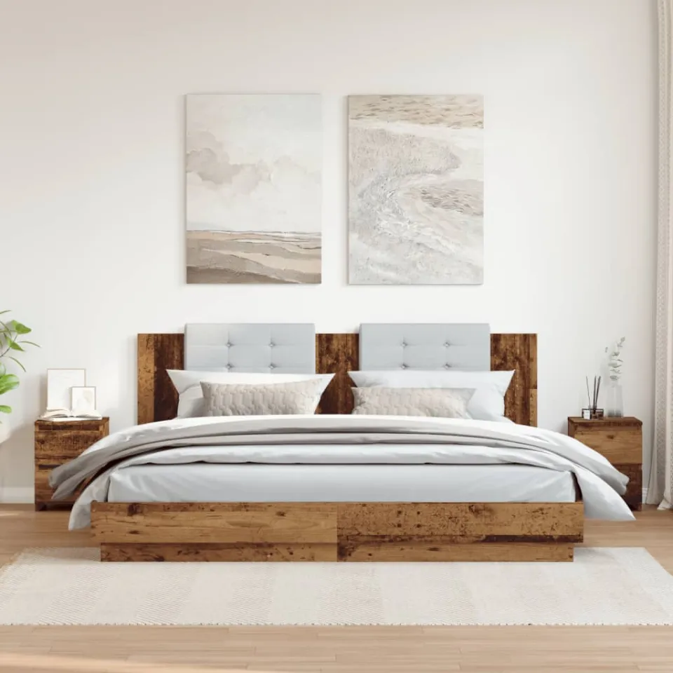vidaXL Nachtkastjes 2 st 30x30x40 cm bewerkt hout oud houtkleurig bruin, foto 3