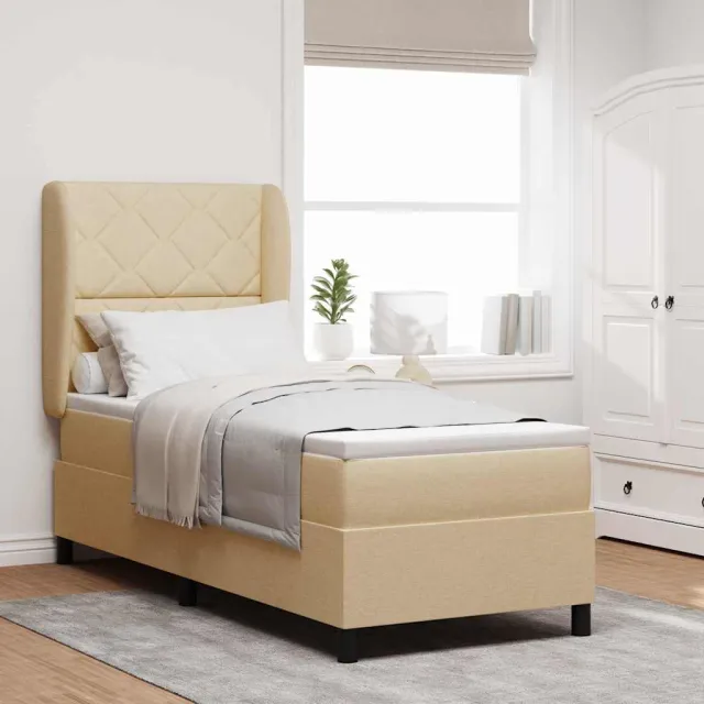 vidaXL Boxspring bed met kussen met hoofdeinde Crème 80 x 200 cm Stof