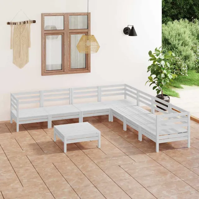 vidaXL 8-delige Loungeset massief grenenhout wit, foto 2