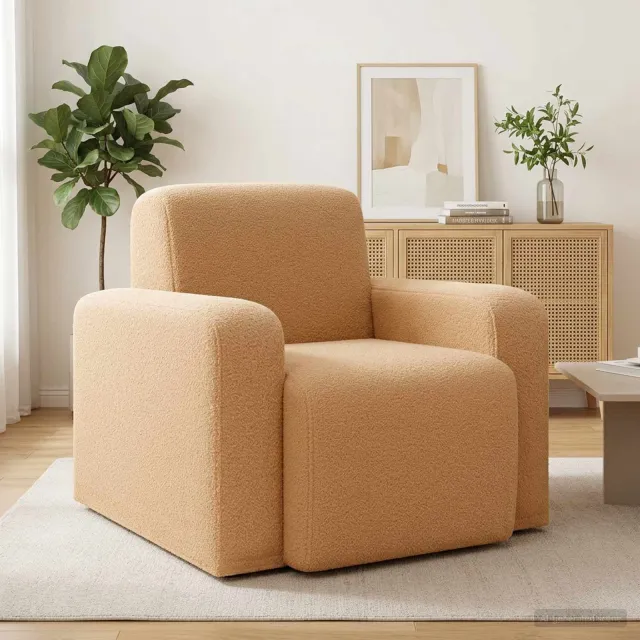 vidaXL Fauteuil Beige Bouclé