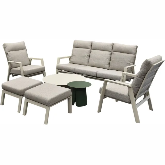 AVH-Collectie Barolo stoel bank loungeset 7 delig verstelbaar latte Zand / Latte / Linen