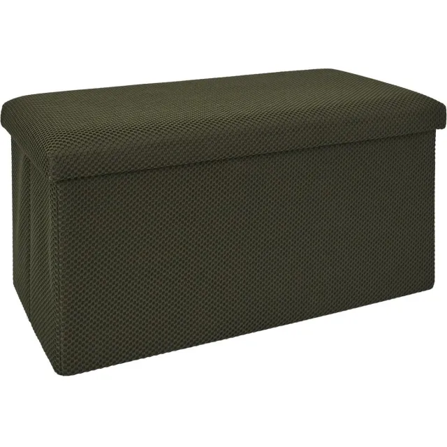 HOME DECO FACTORY Poef/hocker Atome - opvouwbaar - stof - opbergbox - donkergroen - 2 persoons - 76 x 38 x 38 cm