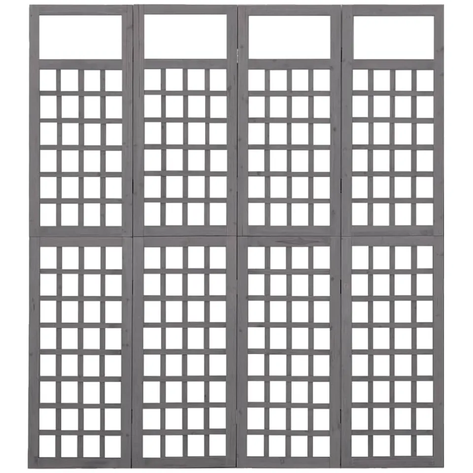 vidaXL Kamerscherm/trellis met 4 panelen161x180 cm vurenhout grijs