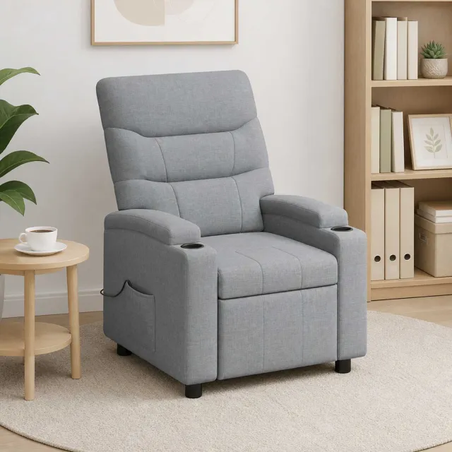 vidaXL Massage-relaxstoel Lichtgrijs 75 x 95 x 103 cm Stof, foto 2
