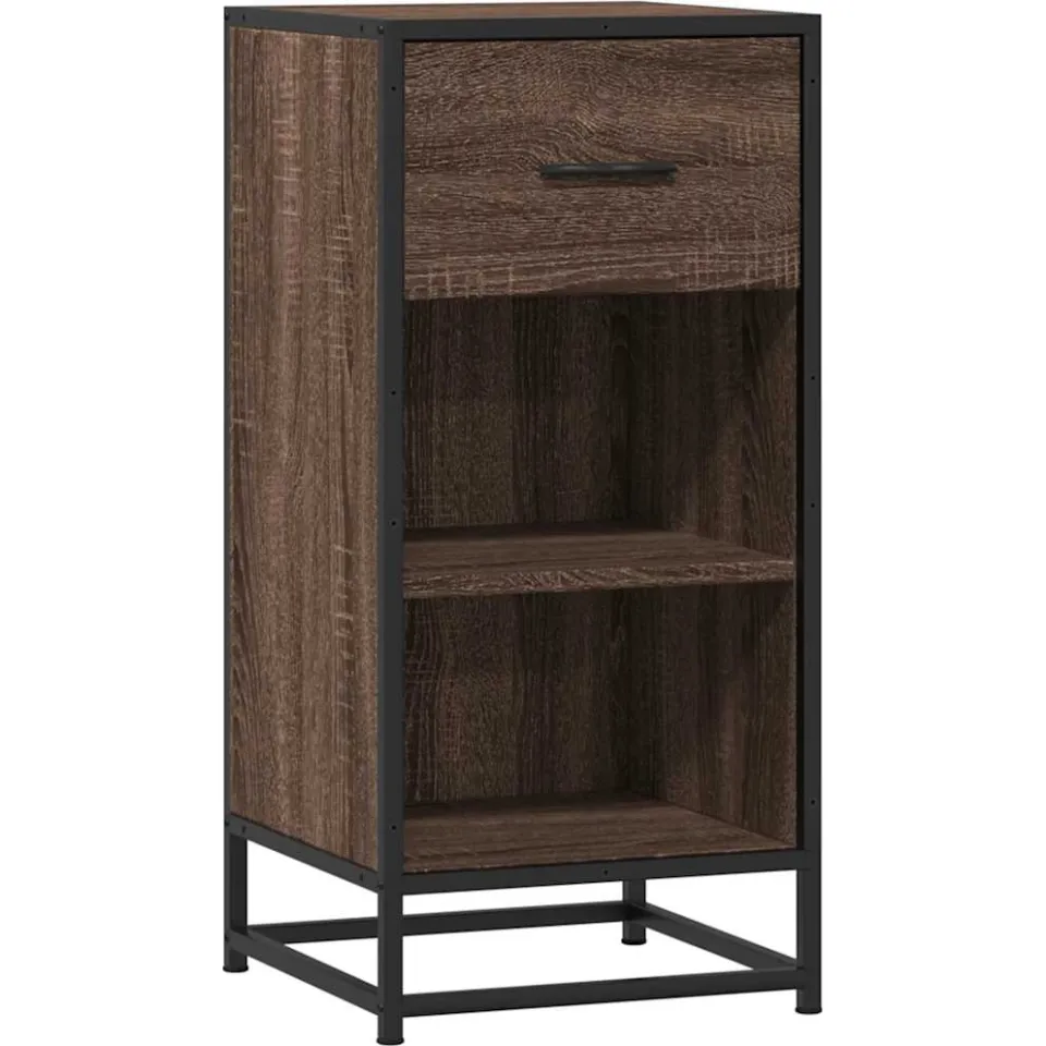 vidaXL Dressoir 35,5x35x76 cm bewerkt hout en metaal bruin eikenkleur, foto 3