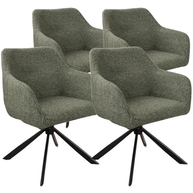 DS4U Seff armstoel met terugdraaifunctie - Set van 4 - Groen - Stof
