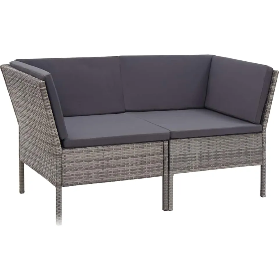 vidaXL 6-delige Loungeset met kussens poly rattan grijs, foto 3
