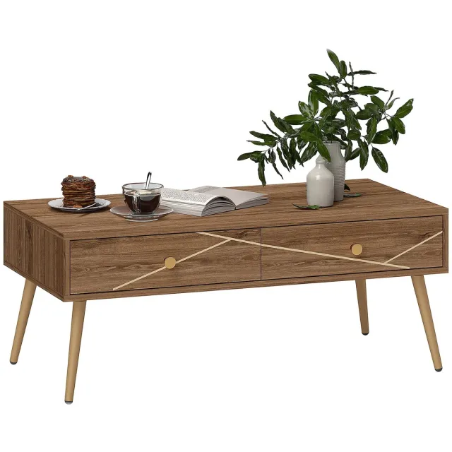 Homcom Salontafels - Salontafel - Bijzettafel - Tafel - Sidetable - Eettafel - Tafels - Woonkamer - Keukentafel - Salontafel Met Opbergruimte - Salon Tafel - Tafeltje - Woonkamer Tafel - Woonkamer Tafeltje Bruin