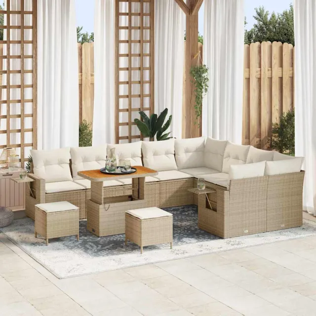 vidaXL Tuinbankenset 12 st Beige poly rattan, foto 2