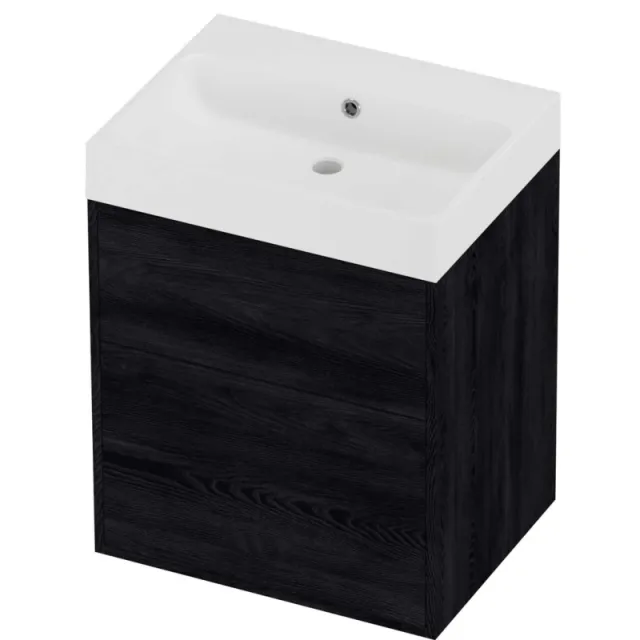 Proline Podium Badmeubelset Polystone Loft 2 Laden 60x46x75 cm Mat White Black Oak Eiken