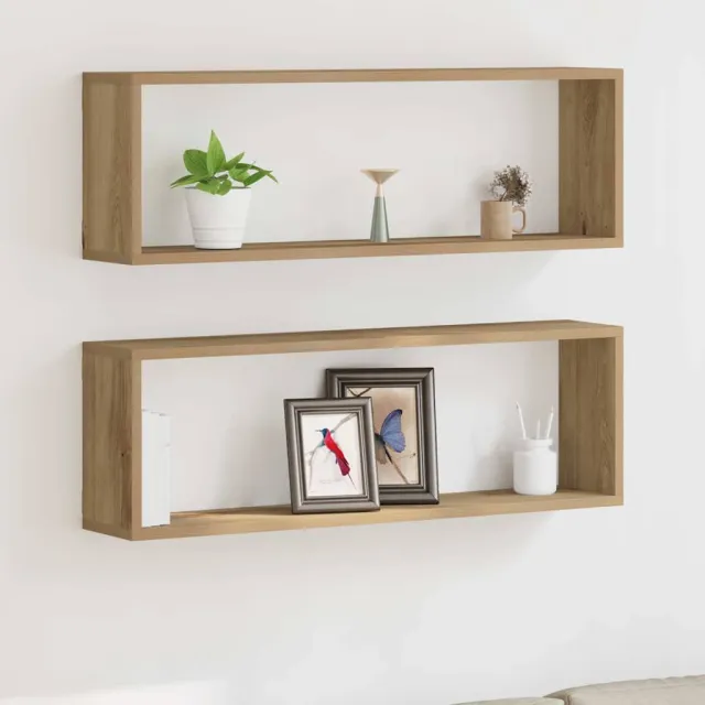 vidaXL Wandschappen 2 st Ambachtelijk eiken 80 x 15 x 26 cm Bruin