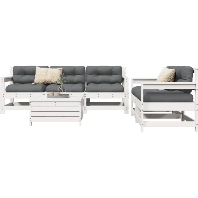 vidaXL 6-delige Loungeset massief grenenhout wit, foto 2