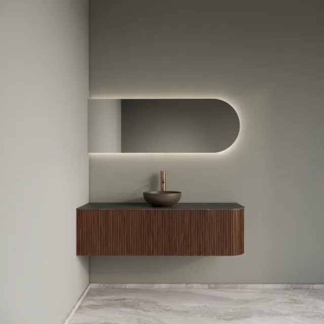 Gliss Design Badkamermeubelset Gliss Design Alluro 140 cm Links Walnut Bruin