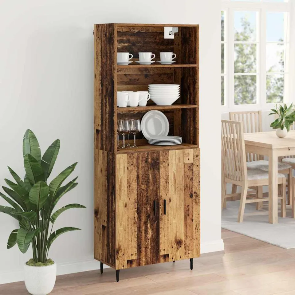 vidaXL Hoge kast 2 st Oud Hout 69,5 x 32,5 x 180 cm Bewerkt hout bruin, foto 4
