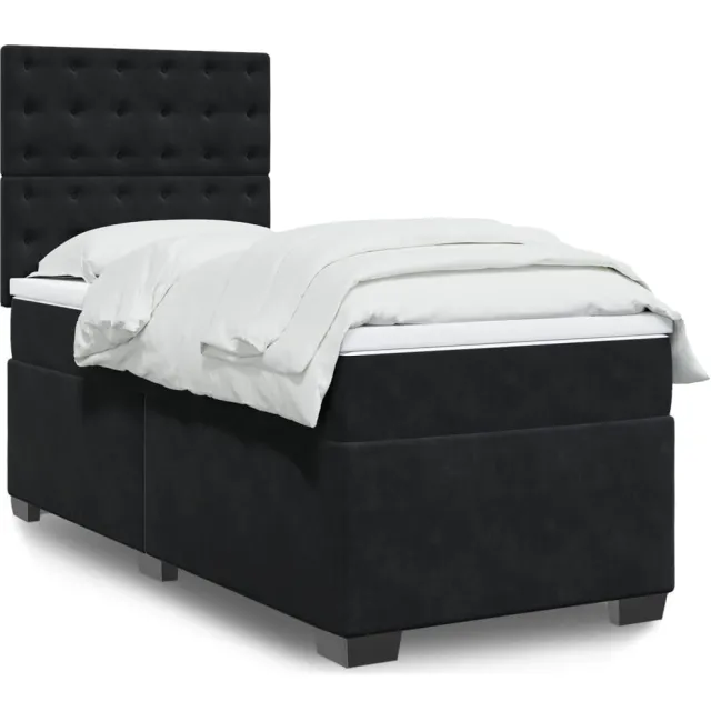 vidaXL Boxspring met matras fluweel zwart 90x200 cm