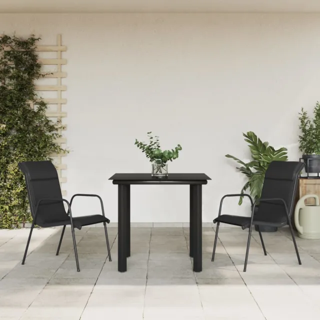 vidaXL 3-delige Tuinset textileen en staal zwart, foto 2