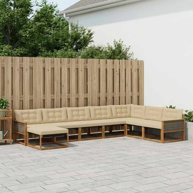 vidaXL Buiten bankenset 8 st 8-zits Natuurlijk en Beige