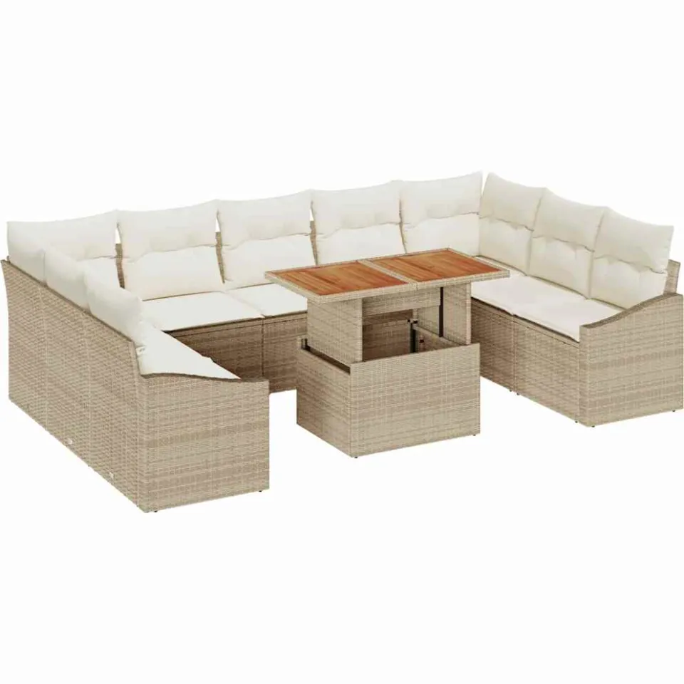 vidaXL Tuin Sofa Set 10 st Beige Poly riet