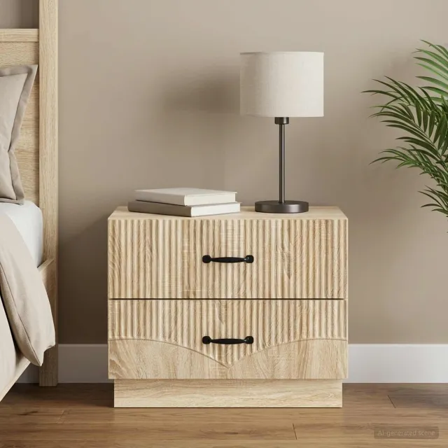 vidaXL Nachtkastje Sonoma Eiken 62 x 34,5 x 44,5 cm Bewerkt hout, foto 2