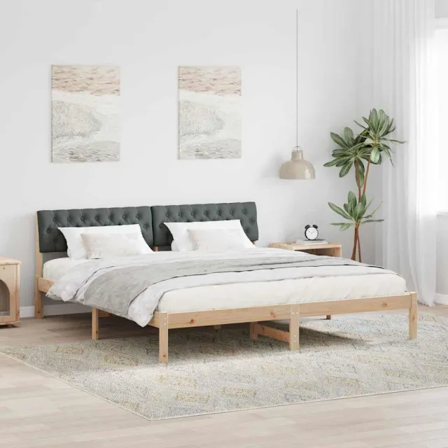 vidaXL Bedframe Bruin en donkergrijs 180 x 200 cm Massief grenenhout