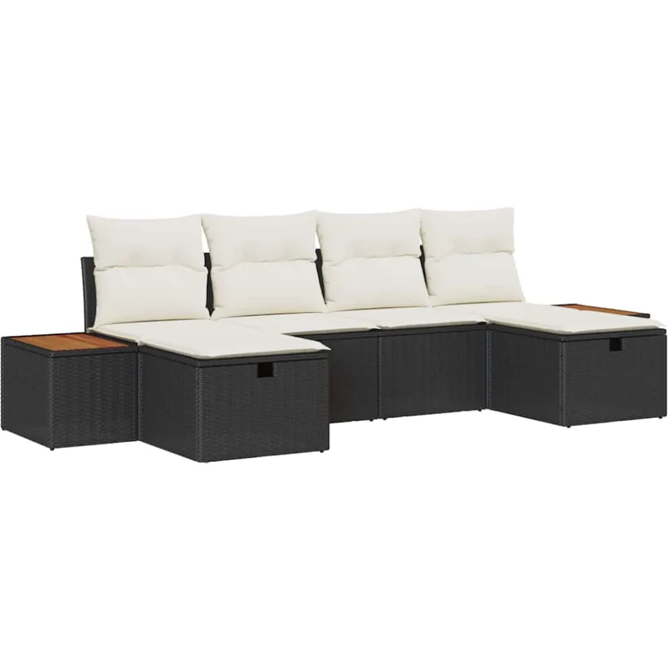 vidaXL Tuin Sofa Set 6 st Zwart poly rattan