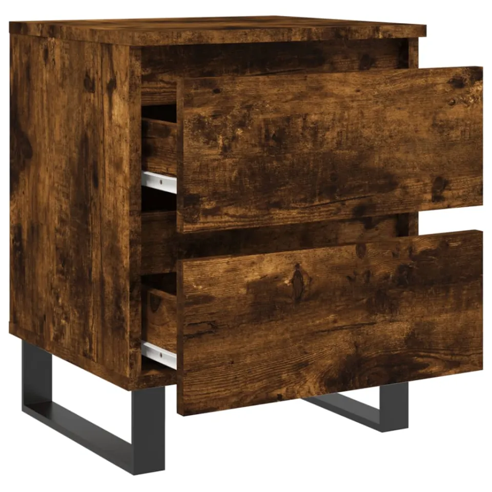 vidaXL Nachtkastjes 2 st 40x35x50 cm bewerkt hout gerookt eikenkleurig, foto 4