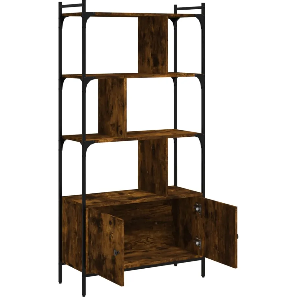 vidaXL Boekenkast met deuren 76,5x30x154,5 cm hout gerookt eikenkleur Bruin