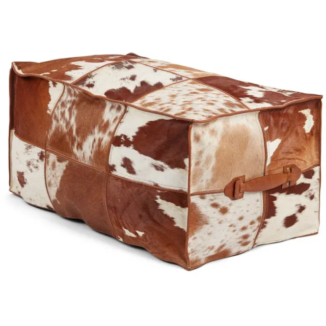 Sheepskin House Kalfsleren Poef – Langwerpig – 45x82x38 cm jersey