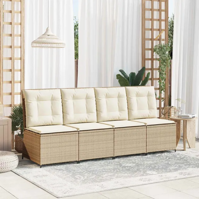 vidaXL Tuinbank Beige en Crème Wit poly rattan, foto 2